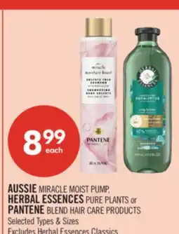 Shoppers Drug Mart AUSSIE MIRACLE MOIST PUMP, HERBAL ESSENCES PURE PLANTS or PANTENE BLEND HAIR CARE PRODUCTS offer