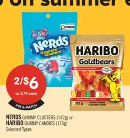 Shoppers Drug Mart NERDS GUMMY CLUSTERS (142g) or HARIBO GUMMY CANDIES (175g) offer