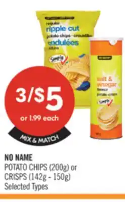 Shoppers Drug Mart NO NAME POTATO CHIPS (200g) or CRISPS (142g - 150g) offer