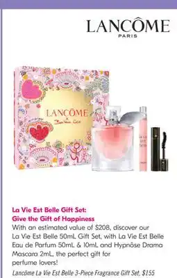 Shoppers Drug Mart Lancôme La Vie Est Belle 3-Piece Fragrance Gift Set offer