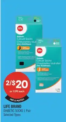 Shoppers Drug Mart LIFE BRAND DIABETIC SOCKS offer