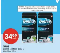 Shoppers Drug Mart THRIVE NICOTINE LOZENGES (108's) or GUM (96's - 108's) offer