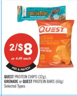 Shoppers Drug Mart QUEST PROTEIN CHIPS (32g), GRENADE or QUEST PROTEIN BARS (60g) offer