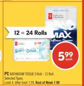 Shoppers Drug Mart PC BATHROOM TISSUE offer