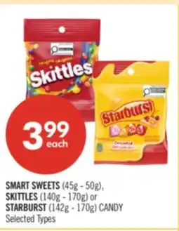 Shoppers Drug Mart SMART SWEETS (45g - 50g), SKITTLES (140g - 170g) or STARBURST (142g - 170g) CANDY offer