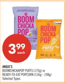 Shoppers Drug Mart ANGIE'S BOOMCHICKAPOP PUFFS (170g) or READY-TO-EAT POPCORN (136g - 198g) offer