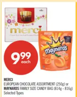 Shoppers Drug Mart MERCI EUROPEAN CHOCOLATE ASSORTMENT (250g) or MAYNARDS FAMILY SIZE CANDY BAG (814g - 816g) offer