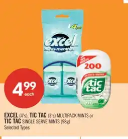 Shoppers Drug Mart EXCEL (4's), TIC TAC (3's) MULTIPACK MINTS or TIC TAC SINGLE SERVE MINTS (98g) offer