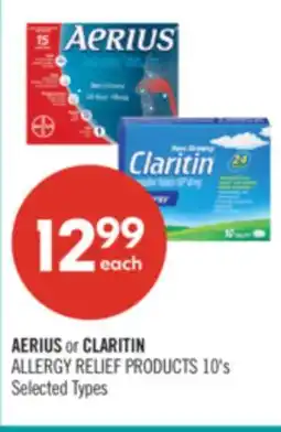 Shoppers Drug Mart AERIUS or CLARITIN ALLERGY RELIEF PRODUCTS offer