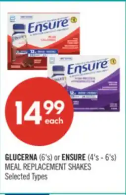 Shoppers Drug Mart GLUCERNA (6's) or ENSURE (4's - 6's) MEAL REPLACEMENT SHAKES offer