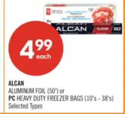 Shoppers Drug Mart ALCAN ALUMINUM FOIL (50') or PC HEAVY DUTY FREEZER BAGS (10's - 38's) offer