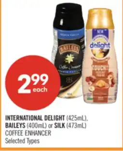 Shoppers Drug Mart INTERNATIONAL DELIGHT (425mL), BAILEYS (400mL) or SILK (473mL) COFFEE ENHANCER offer