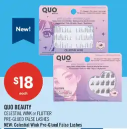 Shoppers Drug Mart QUO BEAUTY CELESTIAL WINK or FLUTTER PRE-GLUED FALSE LASHES offer