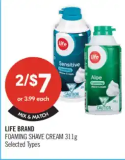 Shoppers Drug Mart LIFE BRAND FOAMING SHAVE CREAM offer