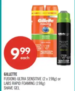 Shoppers Drug Mart GILLETTE FUSION5 ULTRA SENSITIVE (2 x 198g) or LABS RAPID FOAMING (198g) SHAVE GEL offer