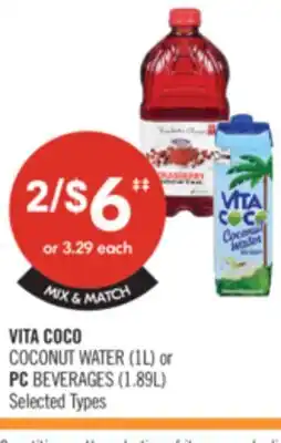 Shoppers Drug Mart VITA COCO COCONUT WATER (IL) or 1 PC BEVERAGES (1.89L) offer