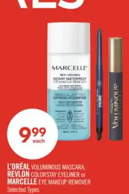 Shoppers Drug Mart L'ORÉAL VOLUMINOUS MASCARA, REVLON COLORSTAY EYELINER or MARCELLE EYE MAKEUP REMOVER offer