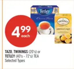 Shoppers Drug Mart TAZO, TWININGS (20's) or TETLEY (40's - 72's) TEA offer