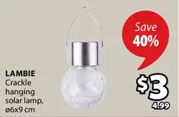 JYSK LAMBIE Crackle hanging solar lamp offer