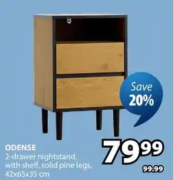 JYSK ODENSE 2-drawer nightstand with shelf offer