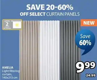 JYSK AMELIA Light filtering curtain offer