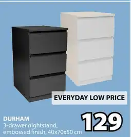 JYSK DURHAM 3-drawer nightstand offer
