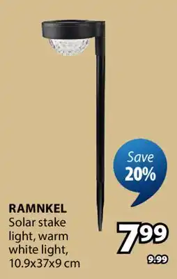 JYSK RAMNKEL Solar stake light, warm white light offer