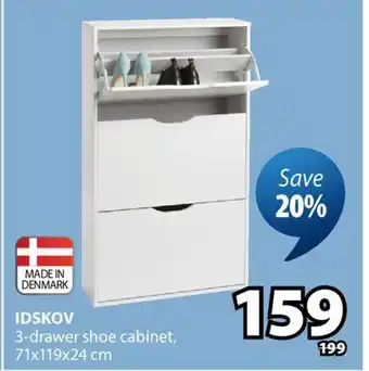JYSK IDSKOV 3-drawer shoe cabinet offer