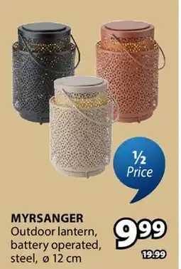 JYSK MYRSANGER Outdoor lantern, battery operated, steel offer