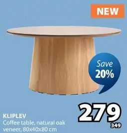 JYSK KLIPLEV Coffee table, natural oak veneer offer