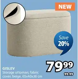 JYSK GISLEV Storage ottoman, fabric cover, beige offer