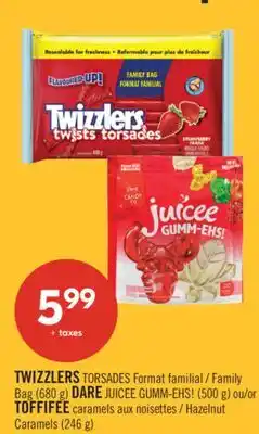 Pharmaprix TWIZZLERS Family Bag (680 g) DARE JUICEE GUMM-EHS! (500 g) or TOFFIFEE Hazelnut Caramels (246 g) offer