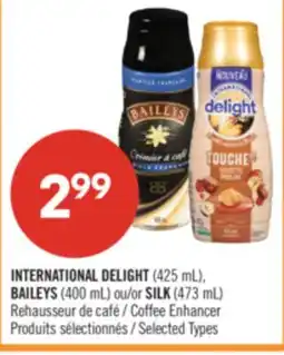 Pharmaprix INTERNATIONAL DELIGHT (425 mL), BAILEYS (400 mL) or SILK (473 mL) coffee enhancer offer