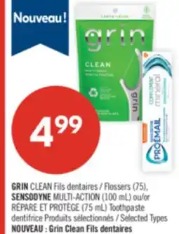 Pharmaprix GRIN CLEAN Flossers (75), SENSODYNE MULTI-ACTION (100 mL) or RÉPARE ET PROTÈGE (75 mL) Toothpaste offer