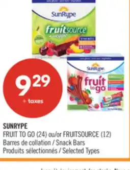 Pharmaprix SUNRYPE FRUIT TO GO (24) or FRUITSOURCE (12) Snack Bars offer