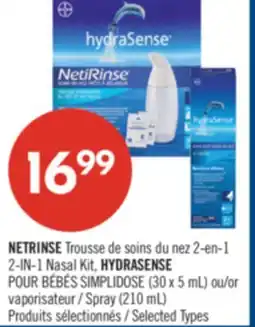Pharmaprix NETRINSE 2-IN-1 Nasal Kit, HYDRASENSE (30 x 5 mL) or Spray (210 mL) offer