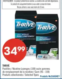 Pharmaprix THRIVE nicotine lozenges (108) or nicotine replacement gum (96–108) offer