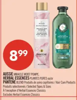 Pharmaprix AUSSIE MIRACLE MOIST pump, HERBAL ESSENCES PURE PLANTS or PANTENE BLEND hair care products offer