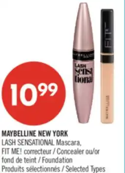 Pharmaprix MAYBELLINE NEW YORK LASH SENSATIONAL Mascara, FIT ME! Concealer or Foundation offer