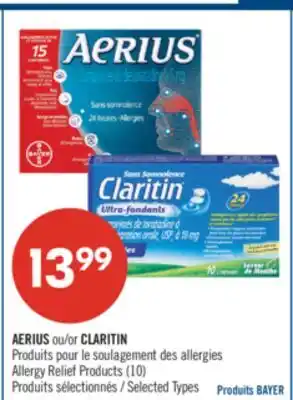 Pharmaprix AERIUS or CLARITIN Allergy Relief Products offer