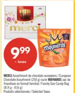 Pharmaprix MERCI European Chocolate Assortment (250 g) or MAYNARDS Family Size Candy Bag (814 g - 816 g) offer