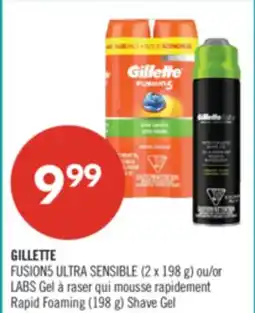 Pharmaprix GILLETTE FUSION5 ULTRA SENSITIVE (2 x 198 g) or LABS Rapid Foaming (198 g) Shave Gel offer