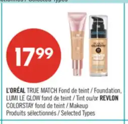Pharmaprix L'ORÉAL TRUE MATCH Foundation, LUMI LE GLOW Tint or REVLON COLORSTAY Makeup offer