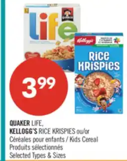 Pharmaprix QUAKER LIFE, KELLOGG'S RICE KRISPIES or Kids Cereal offer