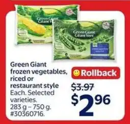 Walmart Green Giant Frozen Vegetables offer