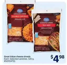 Walmart Great Value Cheese Shreds offer