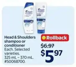 Walmart Head & Shoulders Shampoo or Conditioner offer