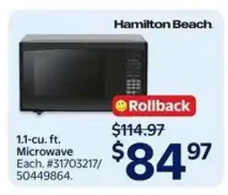 Walmart Hamilton Beach Microwave offer