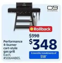 Walmart Performance 4-Burner Cart-Style Gas Grill offer