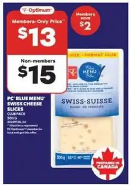 Real Canadian Superstore PC Blue Menu Swiss Cheese Slices offer